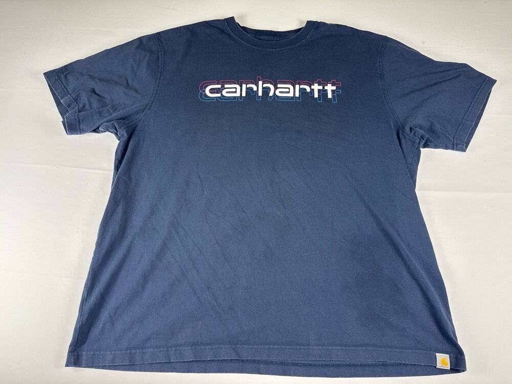 Carhartt Loose Fit T Shirt Mens XL Navy Blue Logo Graphic Workwear Tee